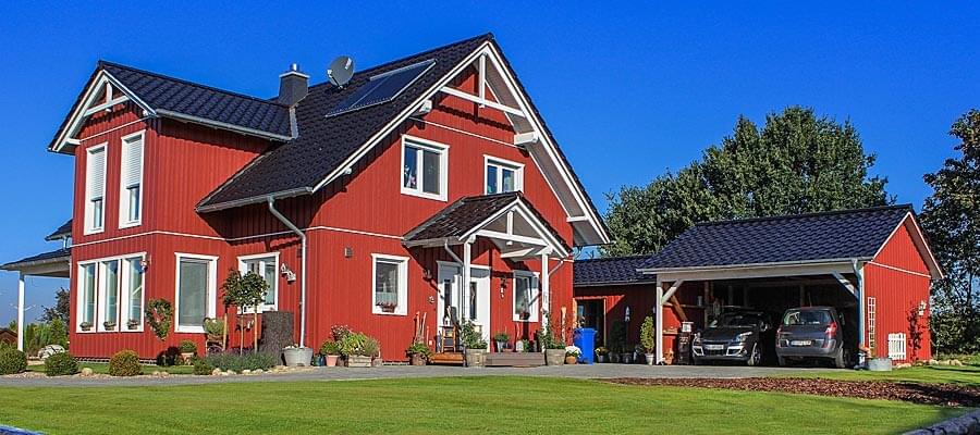 House entry with wooden canopy