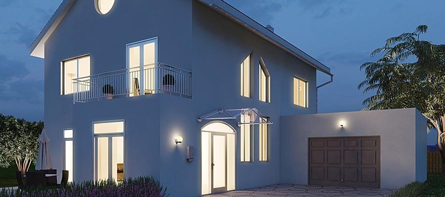 House entry with glass canopy