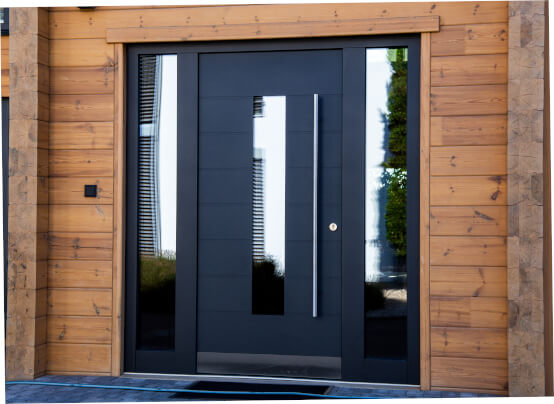 Aluminium front door with glass