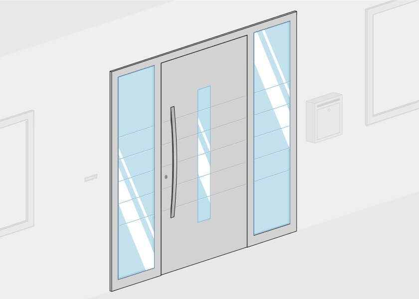 Front door with side panels