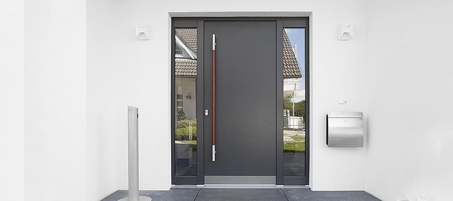 front door with two sidelights