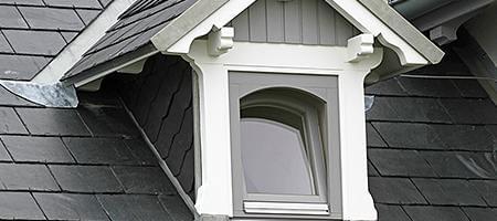 Tilted wooden dormer window